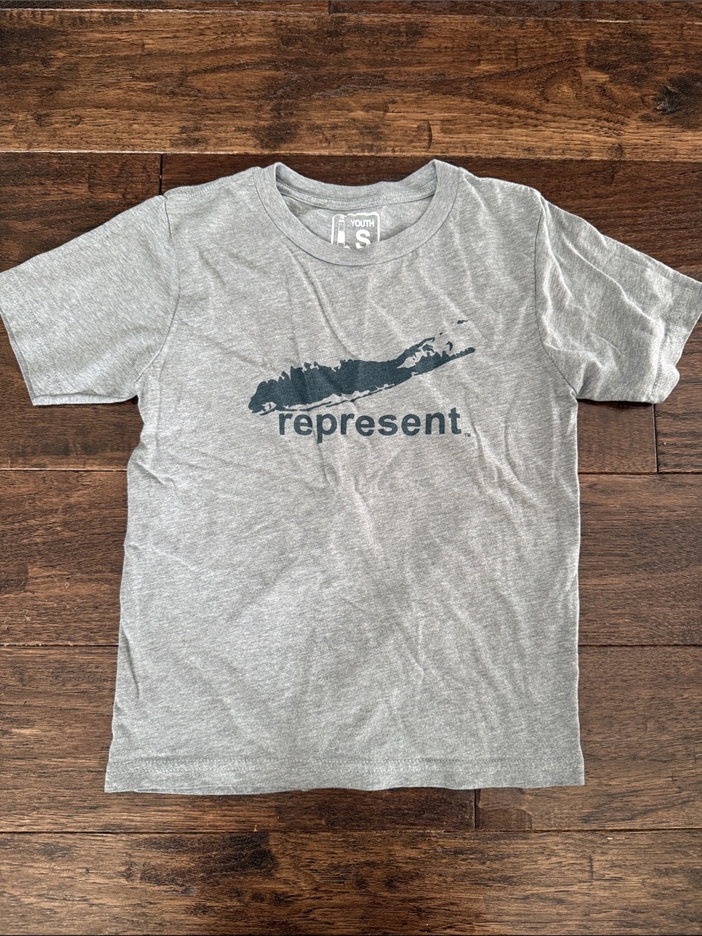 Youth Long Island ‘Represent' Graphic Tee - Gray with Navy Print